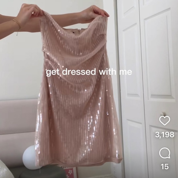 ZARA PINK STRAPLESS SEQUIN DRESS - Picture 11 of 15